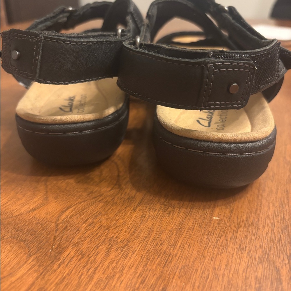 Clarks Black Strappy Sandals - Picture 6 of 8